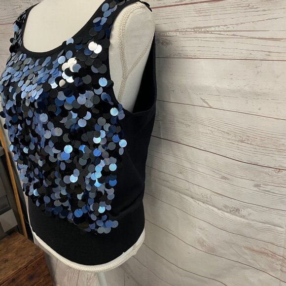 St. John Black Label Sequin silk cotton blend Top - Picture 2 of 7